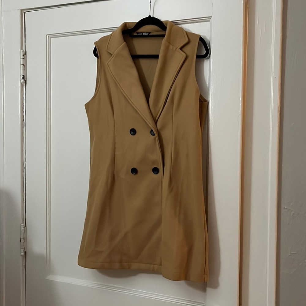 Camel blazer vest